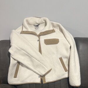 The North Face White and Tan Teddy Jacket